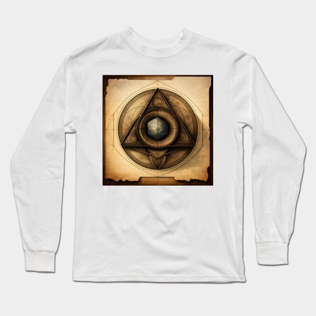 Earth as DaVinci Long Sleeve T-Shirt by damnaloi